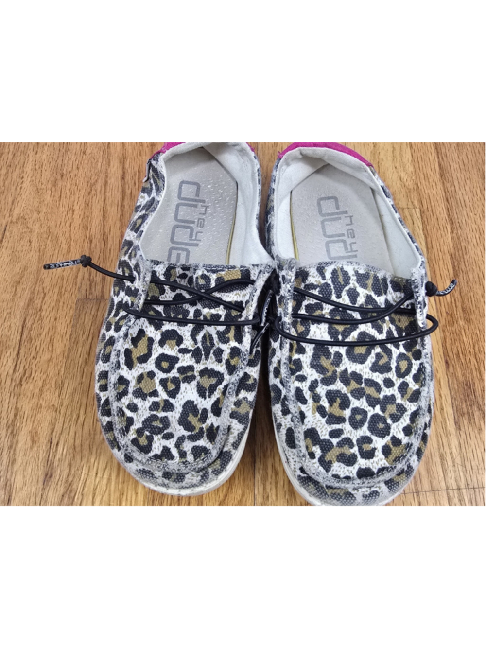 Girls Hey Dude Wendy Cheetah Sneakers Size 13 Grey and Pink